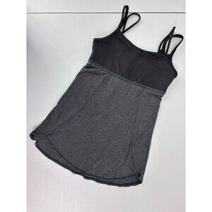 Lululemon Ivivva girls 8 black‎ grey athletic tank top built in bra